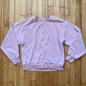Golden by Tna Aritzia Pink Velour Womens Oversized Crewneck Sweatshirt
